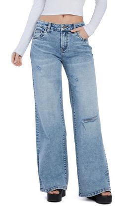 HINT OF BLU HINT OF BLU Torn Ripped Mighty Wide Leg Jeans
