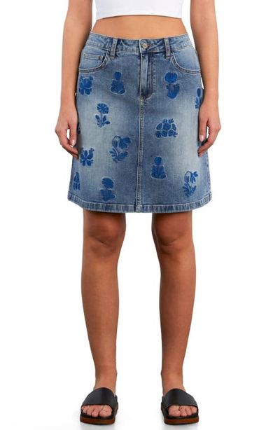 HINT OF BLU HINT OF BLU Wildflower Floral Embroidered Denim Skirt