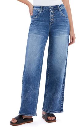 HINT OF BLU HINT OF BLU Zoe Exposed Button Wide Leg Jeans