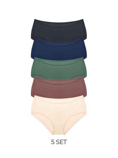 HIPPINK 5-Piece Rayon Triangle Mid-Rise Panty Set