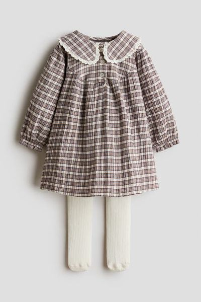 H&M H&M 2-piece Dress And Tights Set