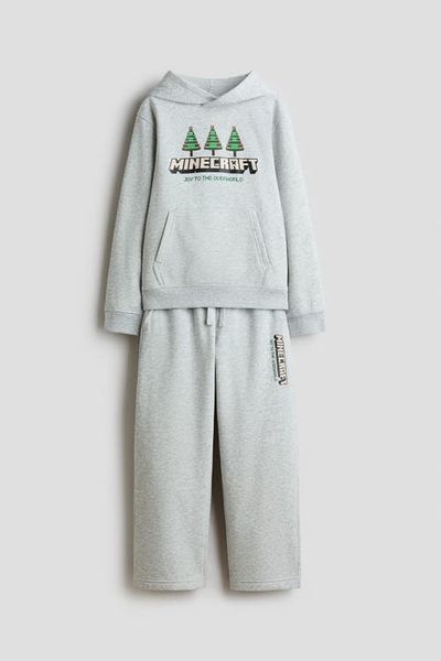 H&M H&M 2-piece Printed Brushed-inside Sweatsuit