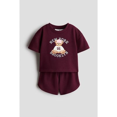 H&M H&M 2-Piece Printed Sweatshirt And Shorts Set