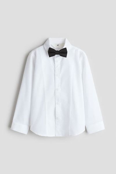 H&M H&M 2-piece Tuxedo Shirt And Bow Tie Set