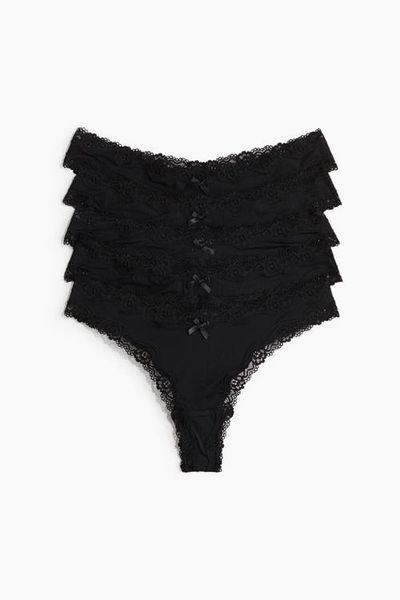 H&M H&M 5-pack Microfiber And Lace Brazilian Briefs