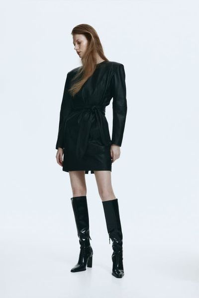 H&M H&M Coated Tie-belt Dress