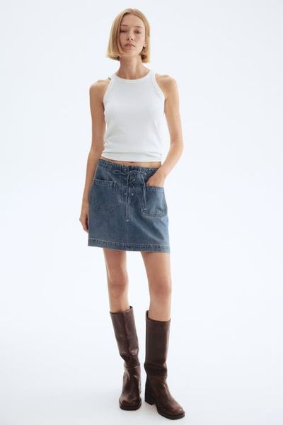 H&M H&M Denim Lace-up Mini Skirt