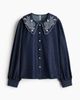 H&M H&M Embroidered-collar Denim Blouse - 2