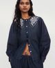 H&M H&M Embroidered-collar Denim Blouse - 4