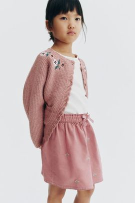 H&M H&M Embroidered-detail Corduroy Skirt
