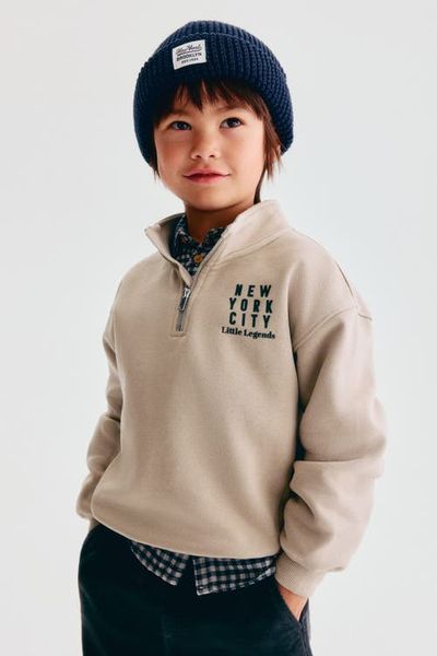 H&M H&M Half-zip Brushed-inside Sweatshirt