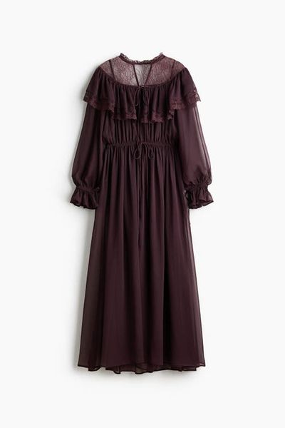 H&M H&M Lace-detail Chiffon Dress
