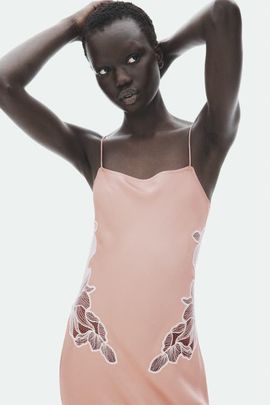H&M H&M Lace-detail Satin Dress With Scarf