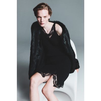 H&M H&M Lace-trimmed Rib-knit Dress