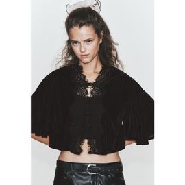 H&M H&M Lace-trimmed Velour Top