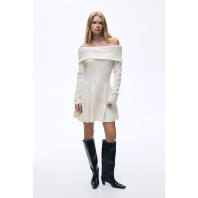 H&M H&M Rib-knit Off-the-shoulder Dress