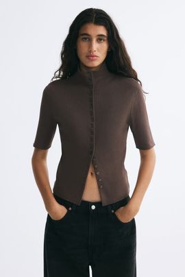 H&M H&M Short-sleeved Mock Turtleneck Cardigan