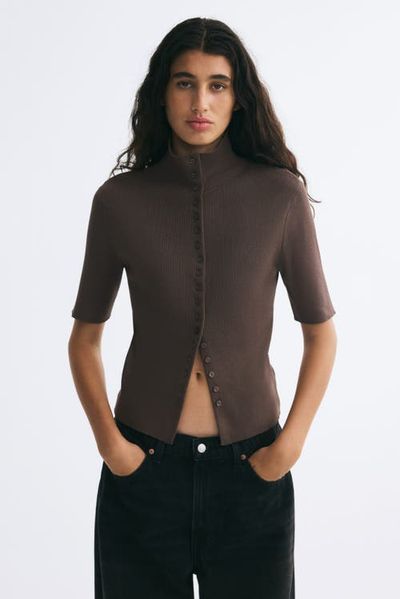 H&M H&M Short-sleeved Mock Turtleneck Cardigan