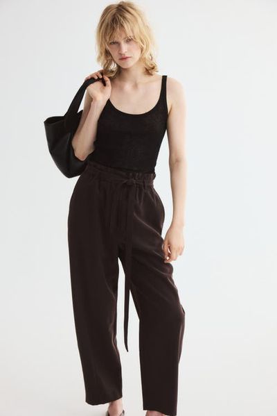 H&M H&M Tie-belt Barrel-leg Pants