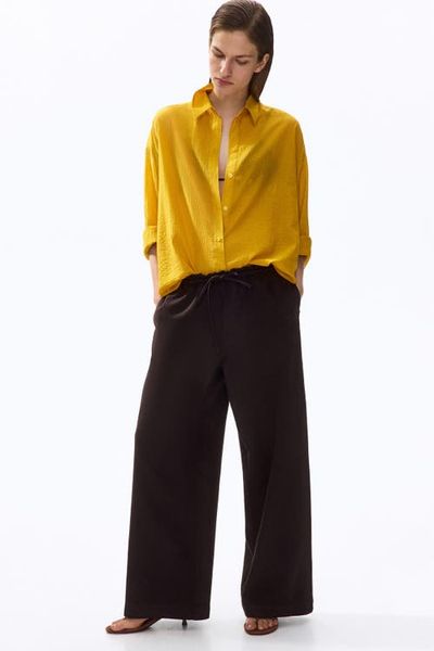 H&M H&M Tie-belt Wide Paper Bag Trousers