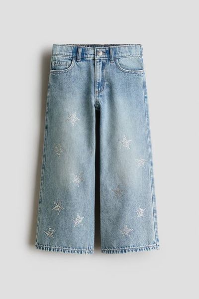 H&M H&M Wide-leg Jeans With Motif
