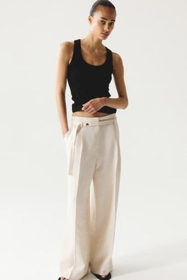H&M H&M Wide-leg Pants With Belt