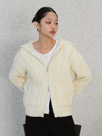 hmode Hoodie Knit Zip-up (Cream)