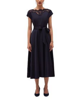 Hobbs London Hobbs London Amelie Lace Trim Satin Midi Dress