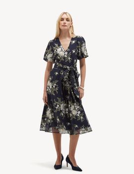 HOBBS LONDON HOBBS LONDON Ira Embroidered V-Neck Midi Dress