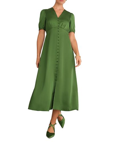 haven flared midi dress Smocked Pink Flared Midi Dress