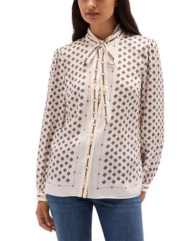 Hobbs London Hobbs London Iva Chain Print Blouson Sleeve Blouse