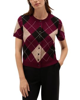 Hobbs London Hobbs London Livi Argyle Short Sleeve Cardigan Sweater