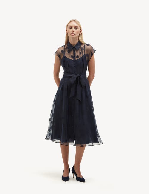 HOBBS LONDON HOBBS LONDON Tess Sheer Polka Dot Shirt Dress