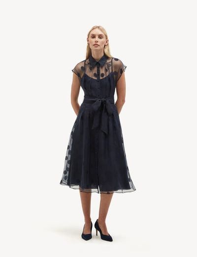 HOBBS LONDON HOBBS LONDON Tess Sheer Polka Dot Shirt Dress