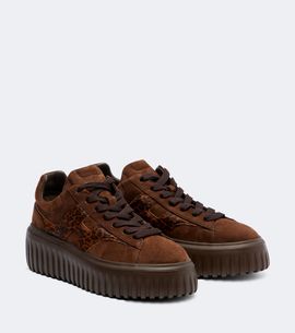 Hogan Hogan H645 fur-trimmed leather platform sneakers