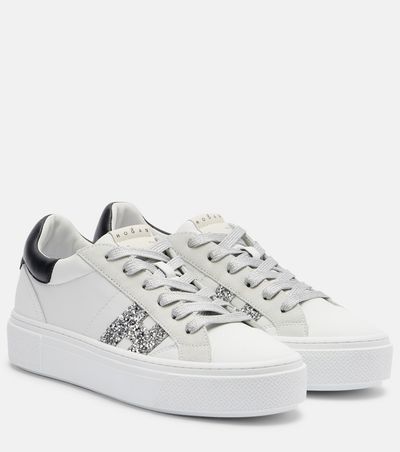 Hogan Hogan H705 Allacciato H glitter leather platform sneakers