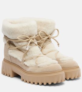 Hogan Hogan Hogan H700 shearling-trimmed suede ankle boots