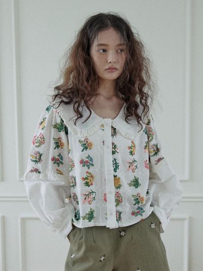 HOKUSPOKUS Botanical Blouse_White