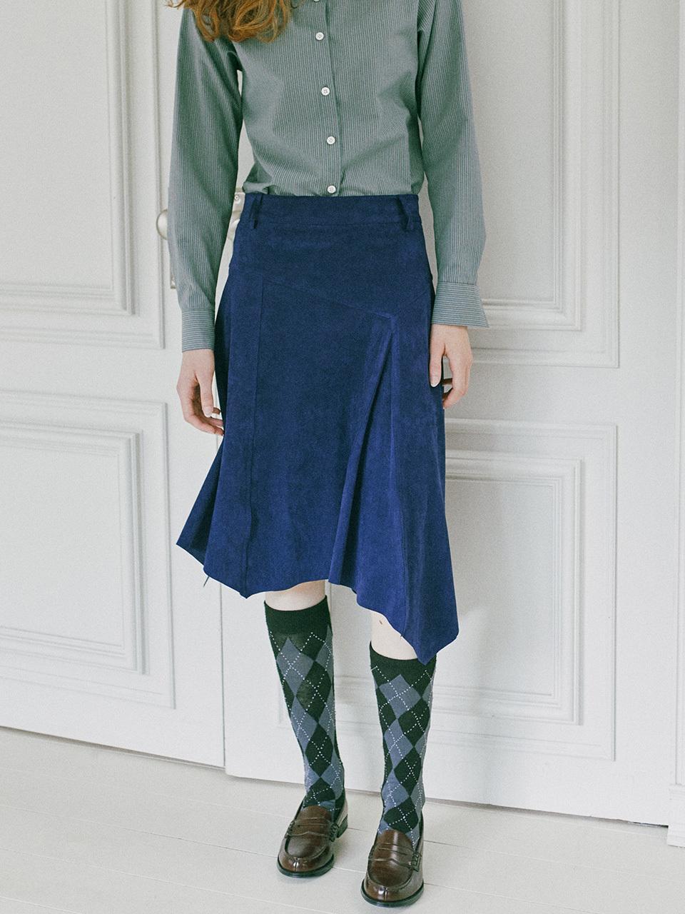 HOKUSPOKUS Drift suede skirt / Cobalt blue