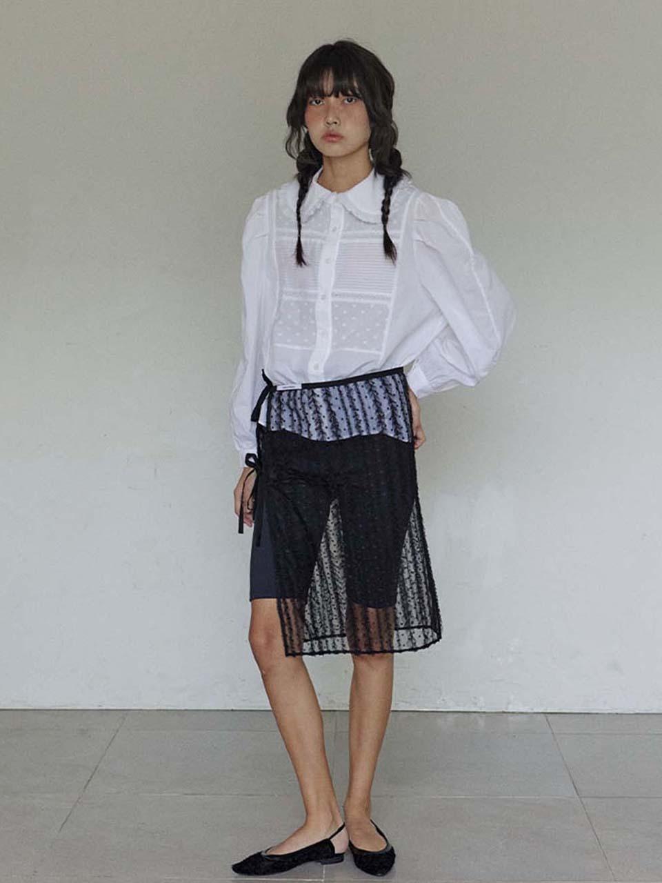 HOKUSPOKUS Lace Layered Skirt_Black