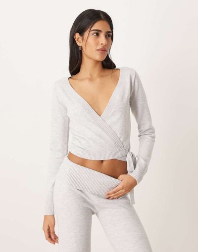Hollister Gilly Hicks cozy knit multi-way wrap sweater set in gray