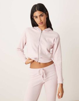 Hollister Gilly Hicks full zip waffle hoodie in pink - part of a set