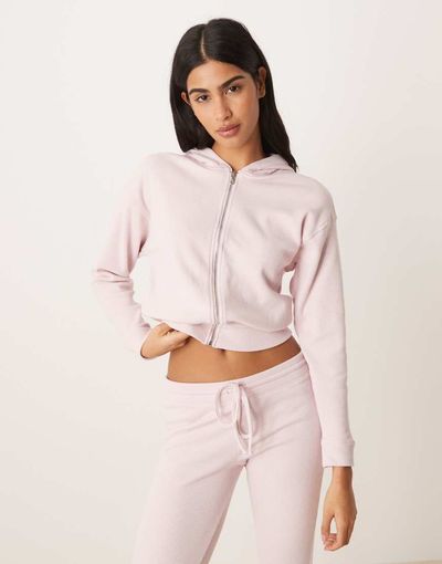 Hollister Gilly Hicks full zip waffle hoodie in pink - part of a set