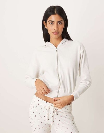 Hollister Gilly Hicks full zip zip hoodie in white