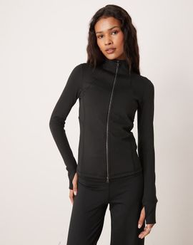 Hollister Gilly Hicks high neck snatched waist jacket in black - part of a set