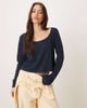Hollister Gilly Hicks long sleeve waffle top in navy - 1
