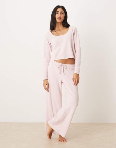 Hollister Gilly Hicks low rise baggy waffle sweatpants in pink - part of a set