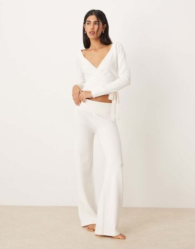 Hollister Gilly Hicks low rise straight leg cozy pants in white - part of a set