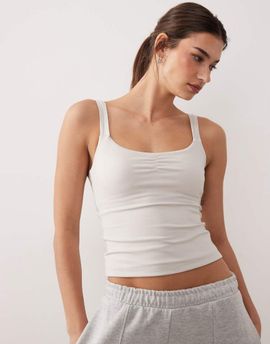 Hollister Gilly Hicks sweatheart tank top with built in bra in cream-White
