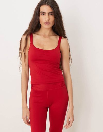 Hollister Gilly Hicks sweatheart tank top with built in bra in red - part of a set
